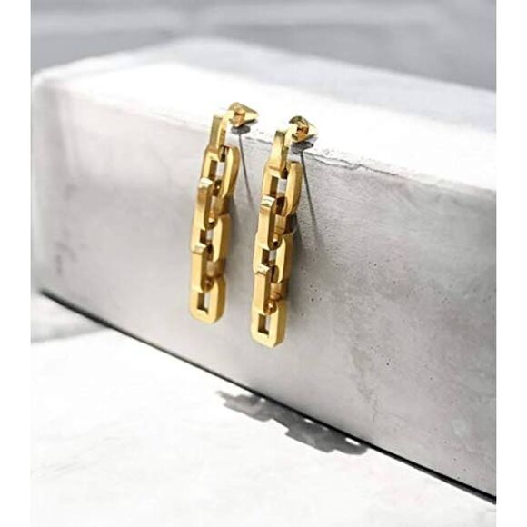 Eddie Borgo Supra Link Earrings 12k Gold -New - Picture 2 of 7